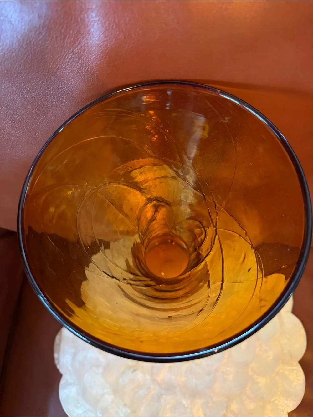 Vintage MCM Amber Glass Decorative Vase - Elegant Home Accent